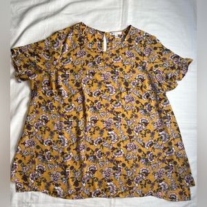 DR2 Golden Floral Blouse - 1X